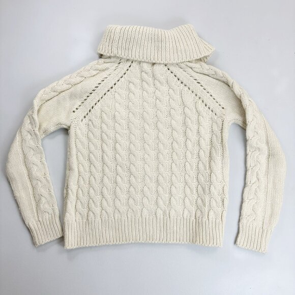 VOLCOM Cable Knit Sweater Small Cowl Neck Soft Cozy Plush Fall Winter Ivory - Picture 8 of 9